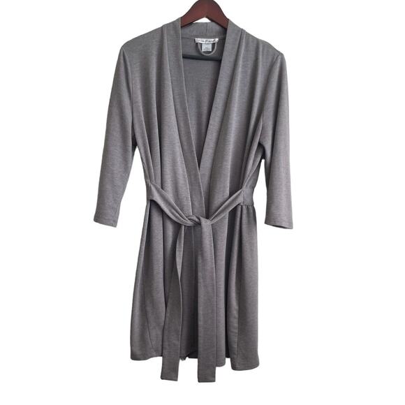 Linea‎ Dontatella Robe Women S/M Gray Attached Belt 3/4 Sleeve Gathered Back - Picture 1 of 11